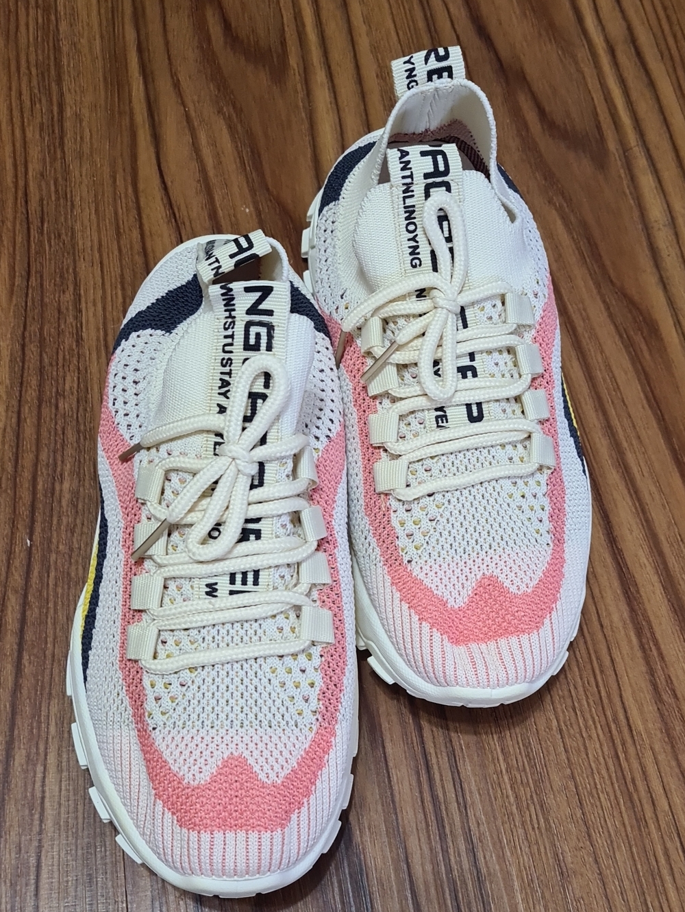 Knit Sneakers in Pink and White - Lightweight Casual Shoes